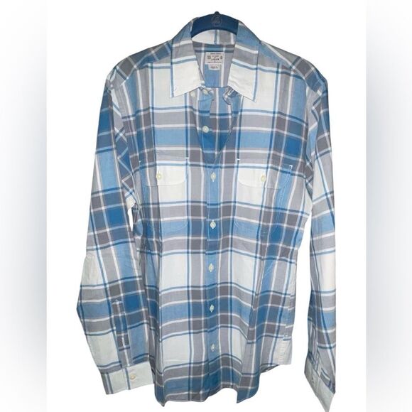 J Crew Cotton Shirt - Blue Plaid Button Down Collar - Men's Size S - Picture 1 of 2